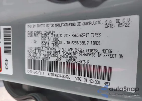 2022 Toyota Tacoma Sr5 V6 from USA, damaged, VIN 3TYAZ5CN1NT020507